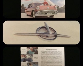 FREE SHIPPING-Authentic-Vintage-1957-Oldsmobile-GM-Starfire 98 Series-Fold Out Poster-Advertising-Brochure-Fantastic Colorful Retro Graphics