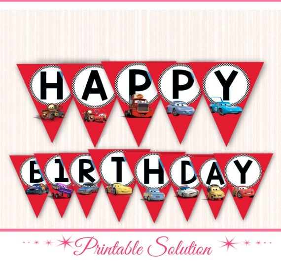 Disney Cars Birthday Banners Disney Cars by PrintableSolution