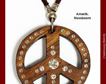 Chain peace wooden with SWAROVSKI ELEMENTS