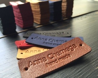 15 Custom leather labels Name tag Leather tags for knitting projects Leather brand Personalized leather labels Specia levent lebel