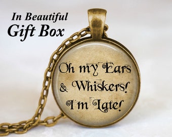 Alice In Wonderland Jewelry • White Rabbit Alice in Wonderland Quote Necklace • Fairy Tale Jewelry • Book Quote Jewelry • Alice Necklace