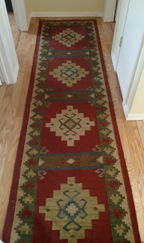 Vintage kilim hall runner rug Afghanistan tug hallway rug