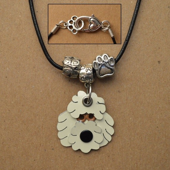 Goldendoodle Necklace Breed Pet Dog Metal Jewelry Leather