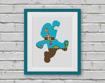 BOGO FREE! Super Mario, Cross Stitch Pattern, Retro Video Game Super Mario Cross Stitch, Embroidery Needlework PDF Instant Download #010-1