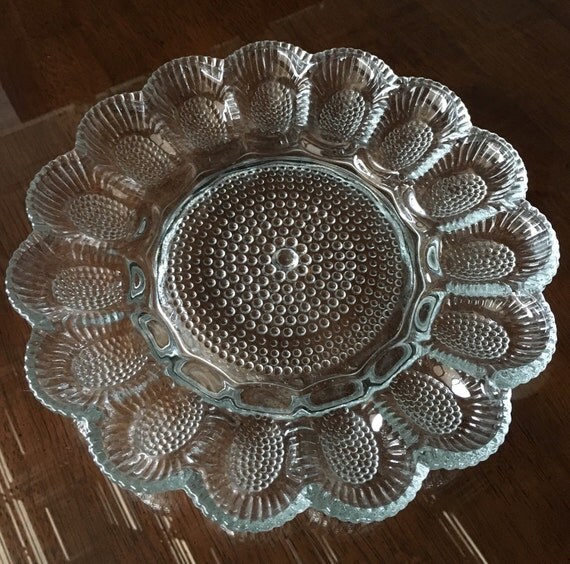 Indiana Glass Crystal Hobnail Deviled Egg Plate In The