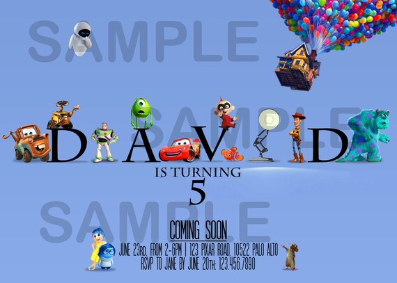 Pixar Logo Invitation Disney Birthday Invite Customizable