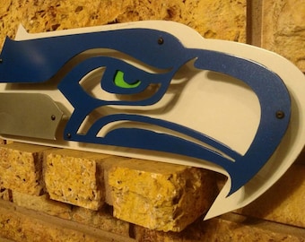 Triple layered steel Seahawks sign