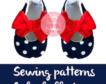 pdf sewing patterns for children/ newborn shoes patterns with bow/ newborn shoes baby accessory / ballet baby shoes/ Size 0m-12m/ NAVY DOTS