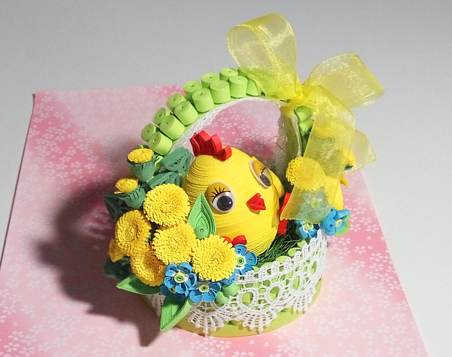 Quilling art Easter basket Easter chicks Easter by QuillingLife