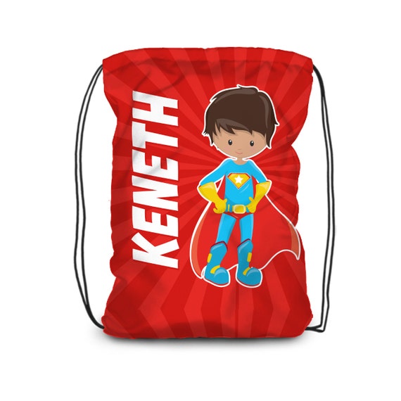 Superhero Drawstring Backpack Superhero Bag Red Super Hero