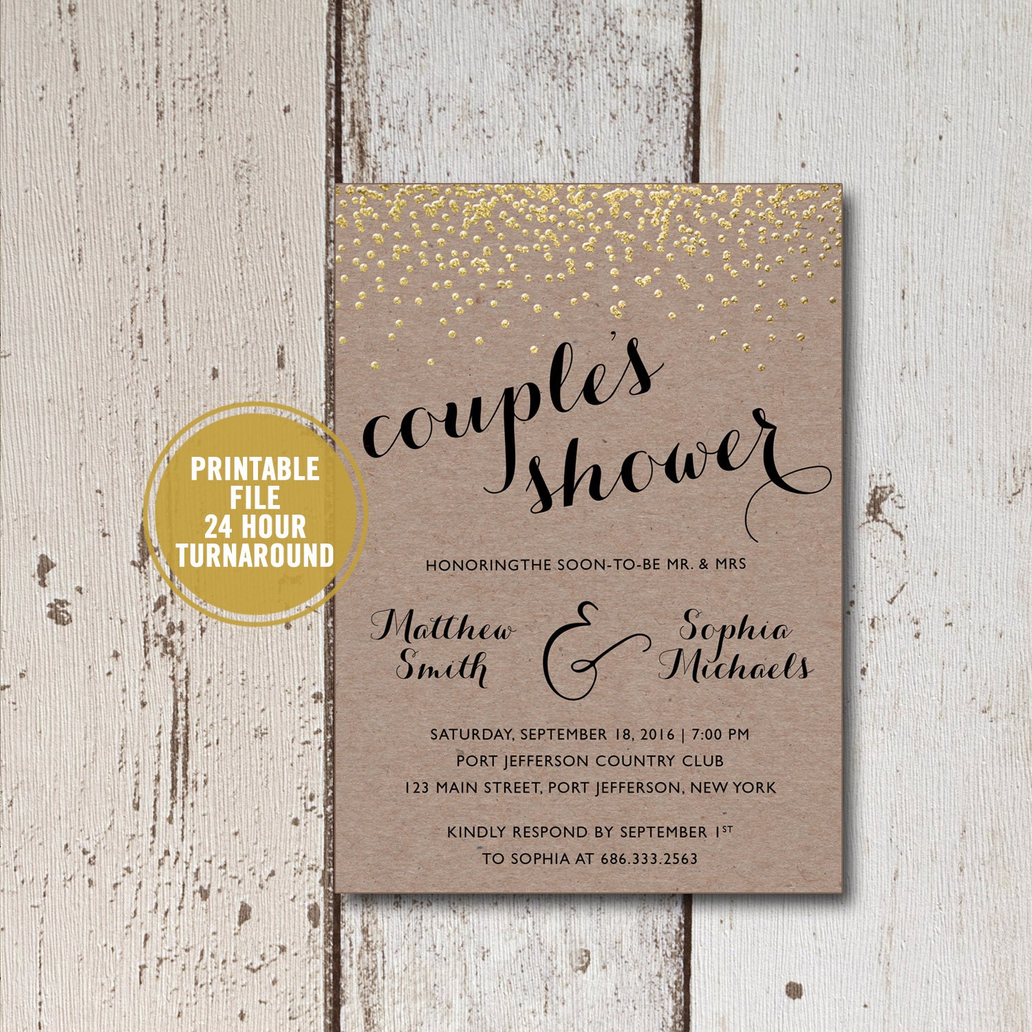 Couples Shower Bridal Shower Invitation Printable Rustic
