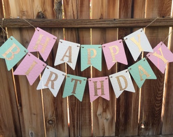 Items similar to Pink and Gold Birthday banner - pink and gold ...