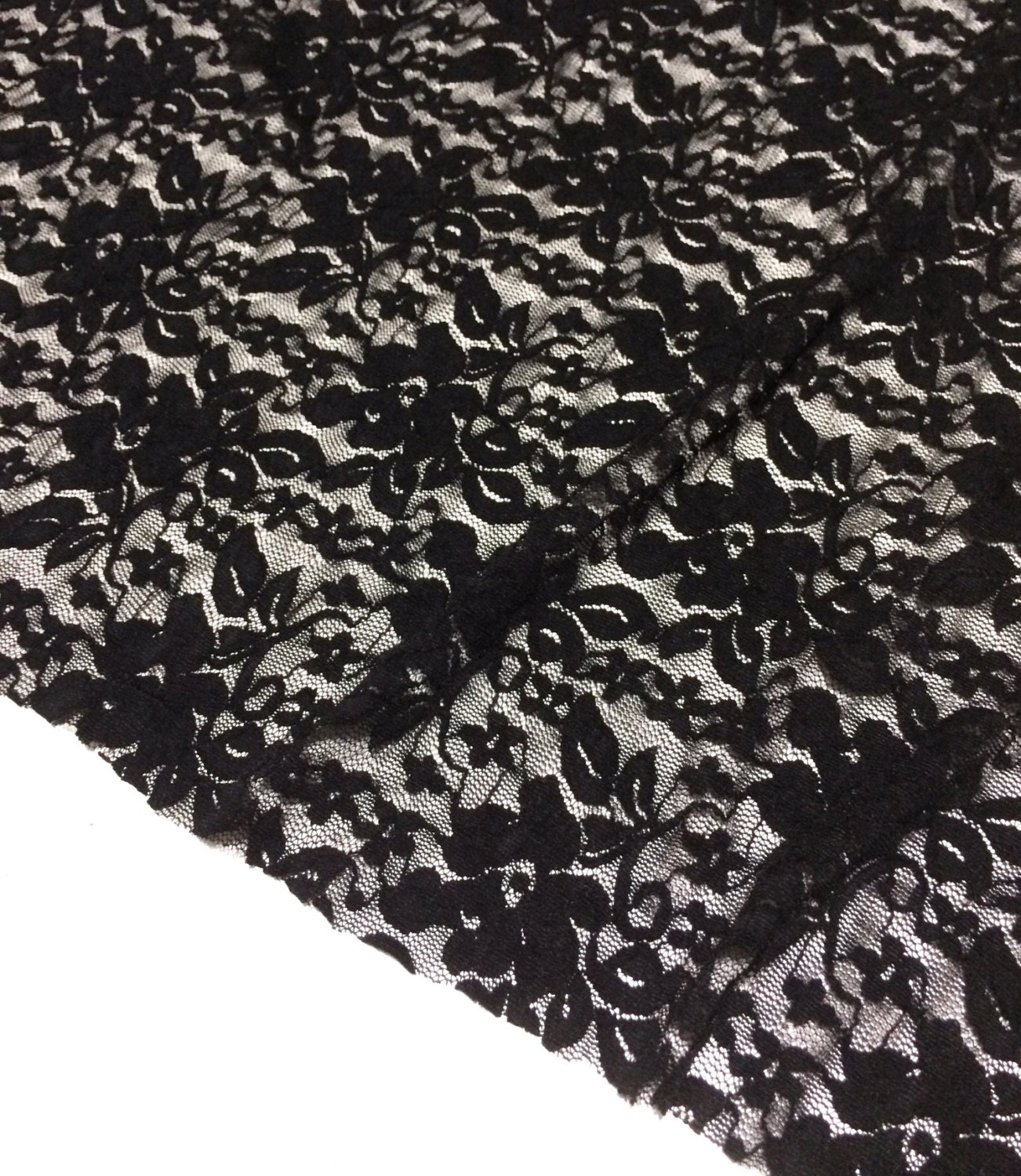 56 wide black stretch lace Fabric by the yard stretch