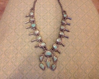 Vintage Native American SQUASH BLOSSOM Necklace...Dry Creek Turquoise...EXQUISITE!
