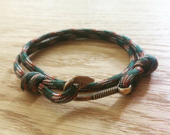 Custom Paracord Fish Hook Bracelet - PGUK - Wrap Bracelet - Antique Bronze Hook - 77 Colours - Mens Bracelet - Womens Bracelet - Unisex