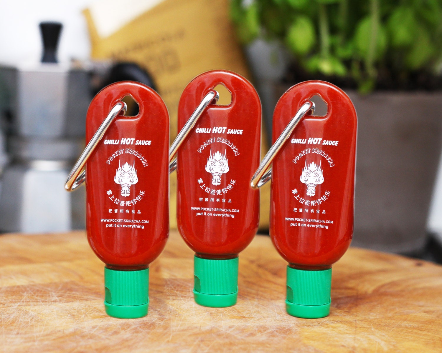 Pocket Sriracha 3 PACK Mini Hot Sauce Keychain Bottle 3