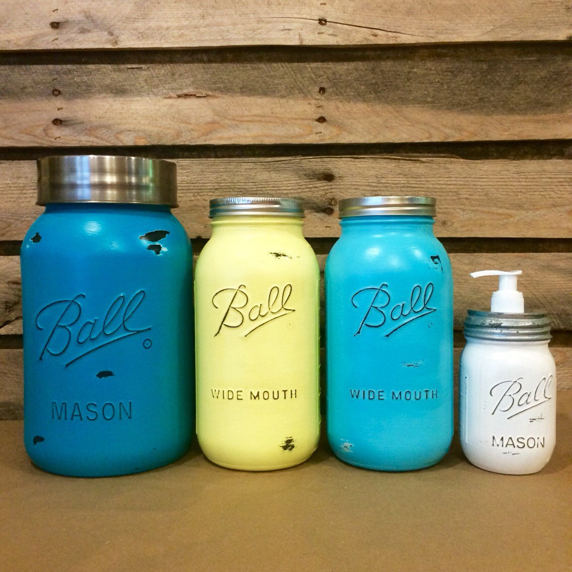 Mason Jar Canister Set Rustic Turquoise Mason jars Turquoise