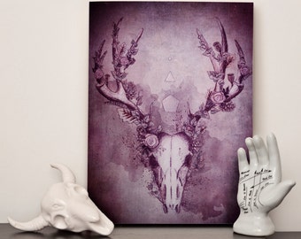 Woodland Stag in Ebony - Canvas 12x16" (A3)
