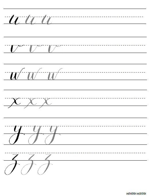 modern calligraphy practice worksheets lowercase letters