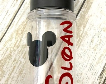 Kids Water Bottle With Straw - Birthday Party Favor - Mickey Mouse Party Favor - Personalized Party Favor