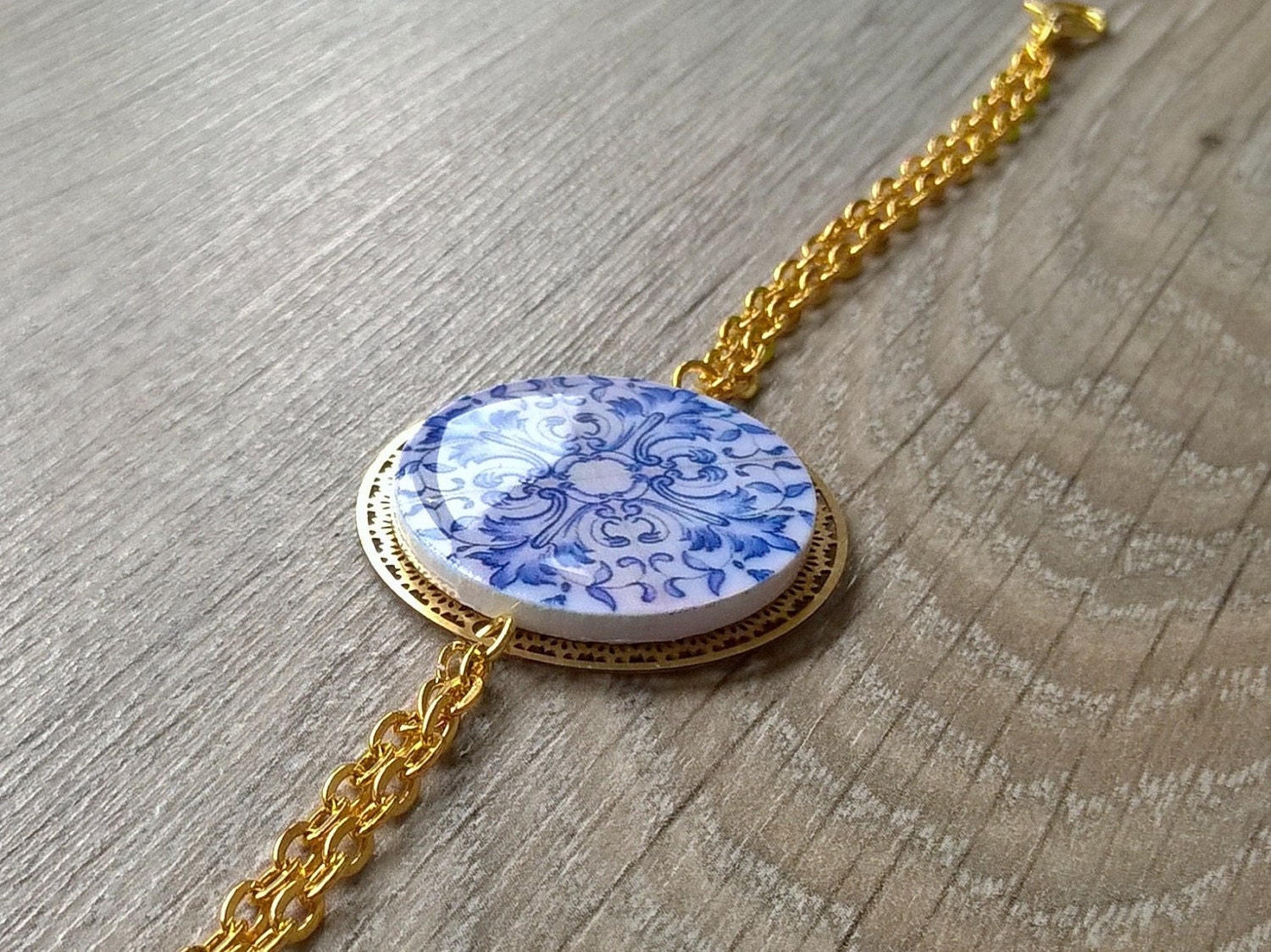 Portuguese tiles bracelet Portuguese jewelry azulejo tile