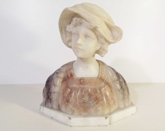 Bust of woman in Alabaster - Alabaster woman bust