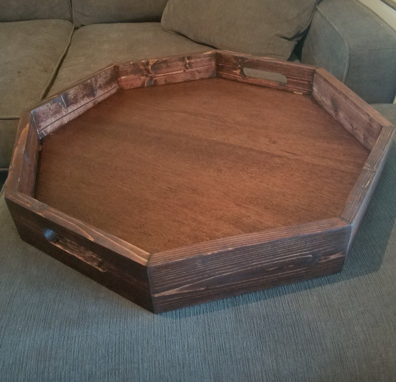 Wooden Octagon Tray Serving Tray Ottoman Tray Coffee Table