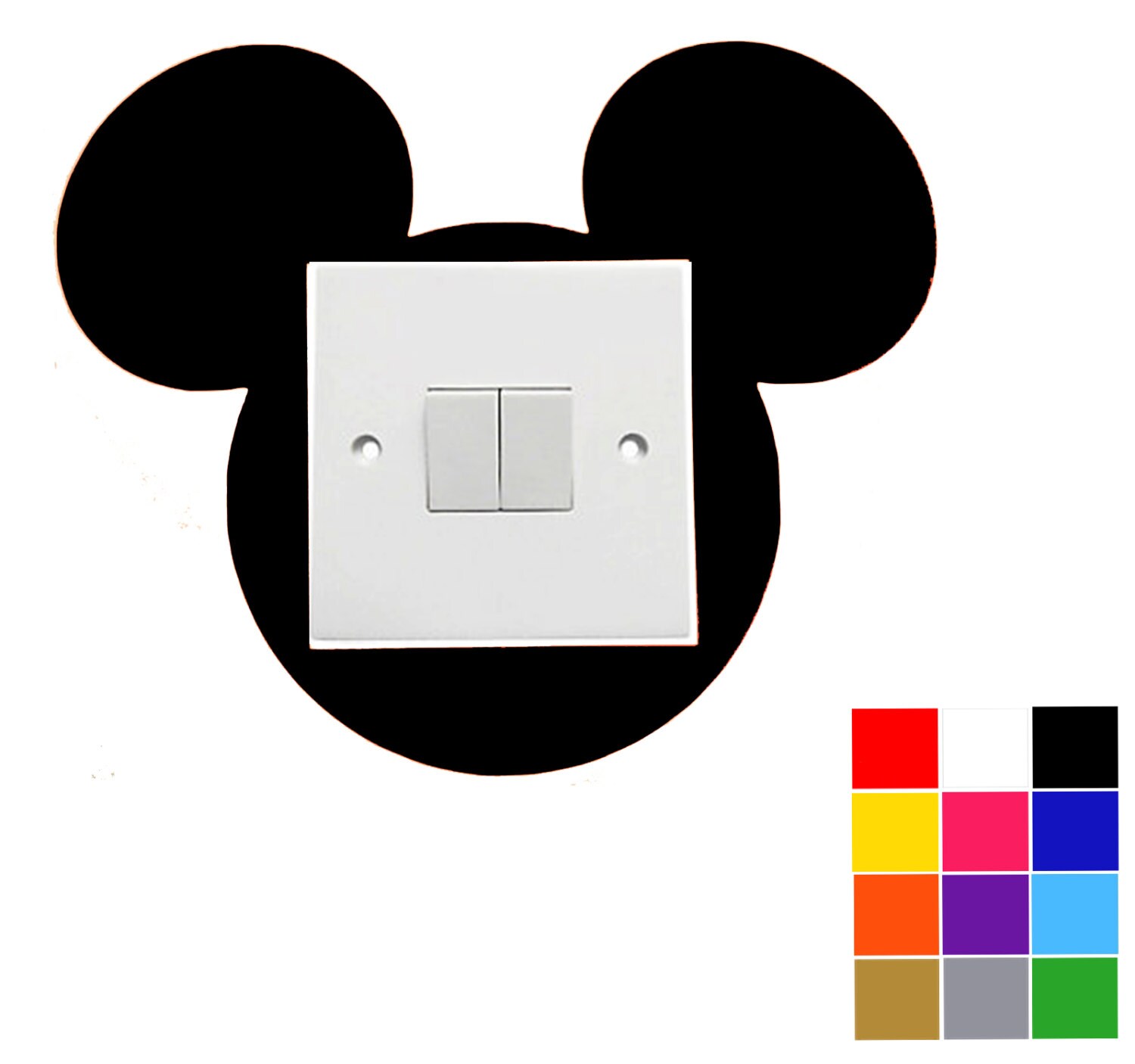 Mickey Mouse Light Switch Surround Sticker. 8 Glitter Colours.