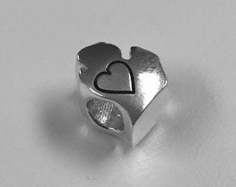 Michigan Mitt with Outlined Heart Sterling Silver Bead Fits Pandora Style Charm Bracelets