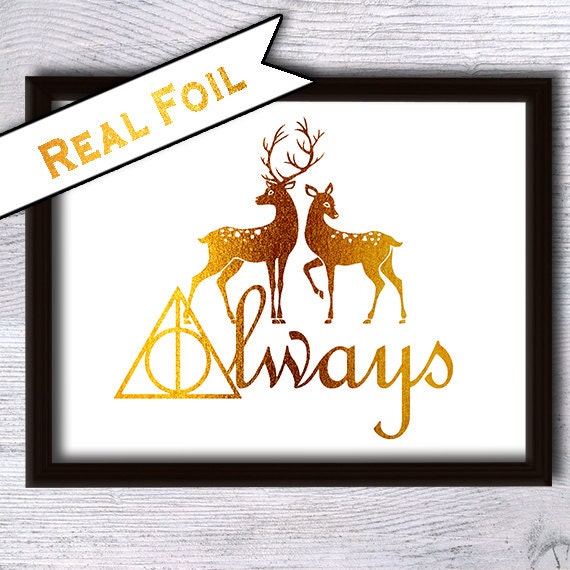 Always Harry Potter print Real gold foil decor Harry Potter