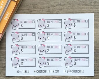 Kawaii Cellphone Bill Planner Stickers (MS-CELLBILL)