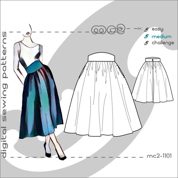 A-Line Peasant Skirt sizes: uk 6-20/ usa 2-16 Digital PDF