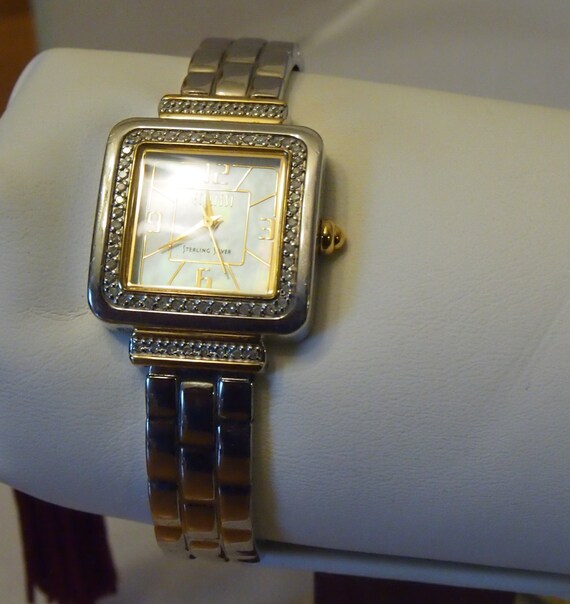 ON SALESterling silver & diamond Ecclissi watch with