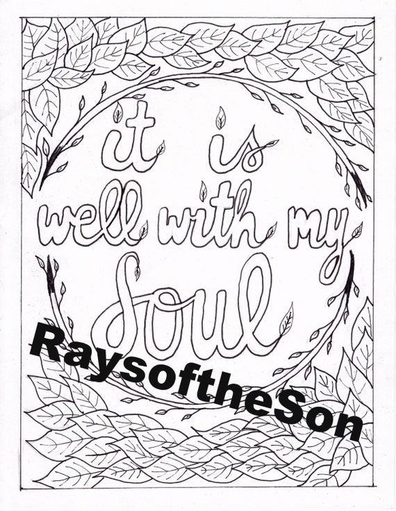 Items similar to It Is Well With My Soul Coloring Page on Etsy