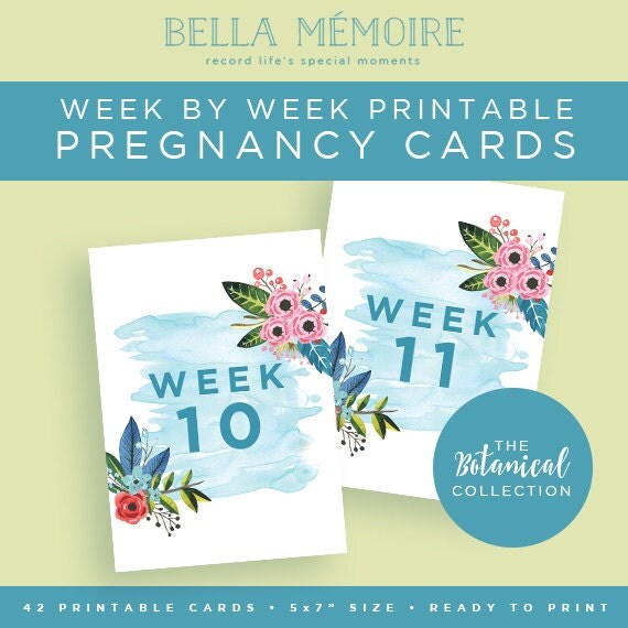 Printable Pregnancy Cards Botanical Collection // INSTANT Printable Pregnancy Cards Botanical Collection // INSTANT
