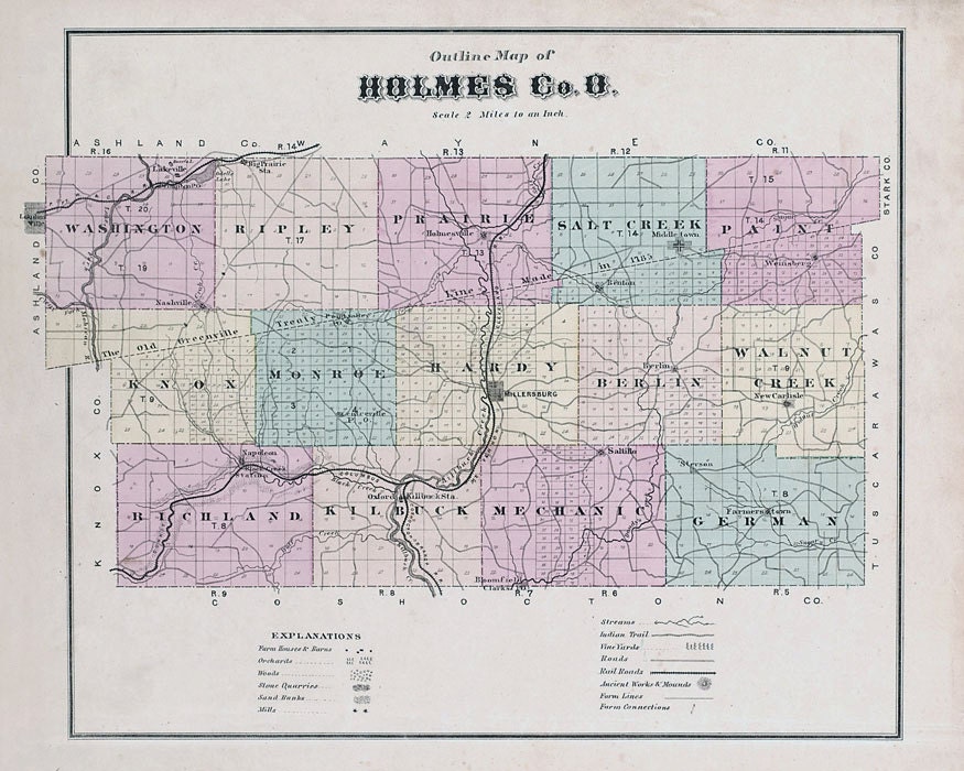 1875 Map of Holmes County Ohio