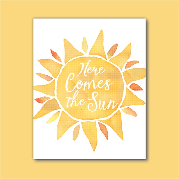Here Comes the Sun Kids Wall Art Nursery Wall Art by KyleesArt