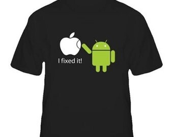 Google Android Robot Apple Funny I fixed T shirt Humor Geek T-shirt Tee