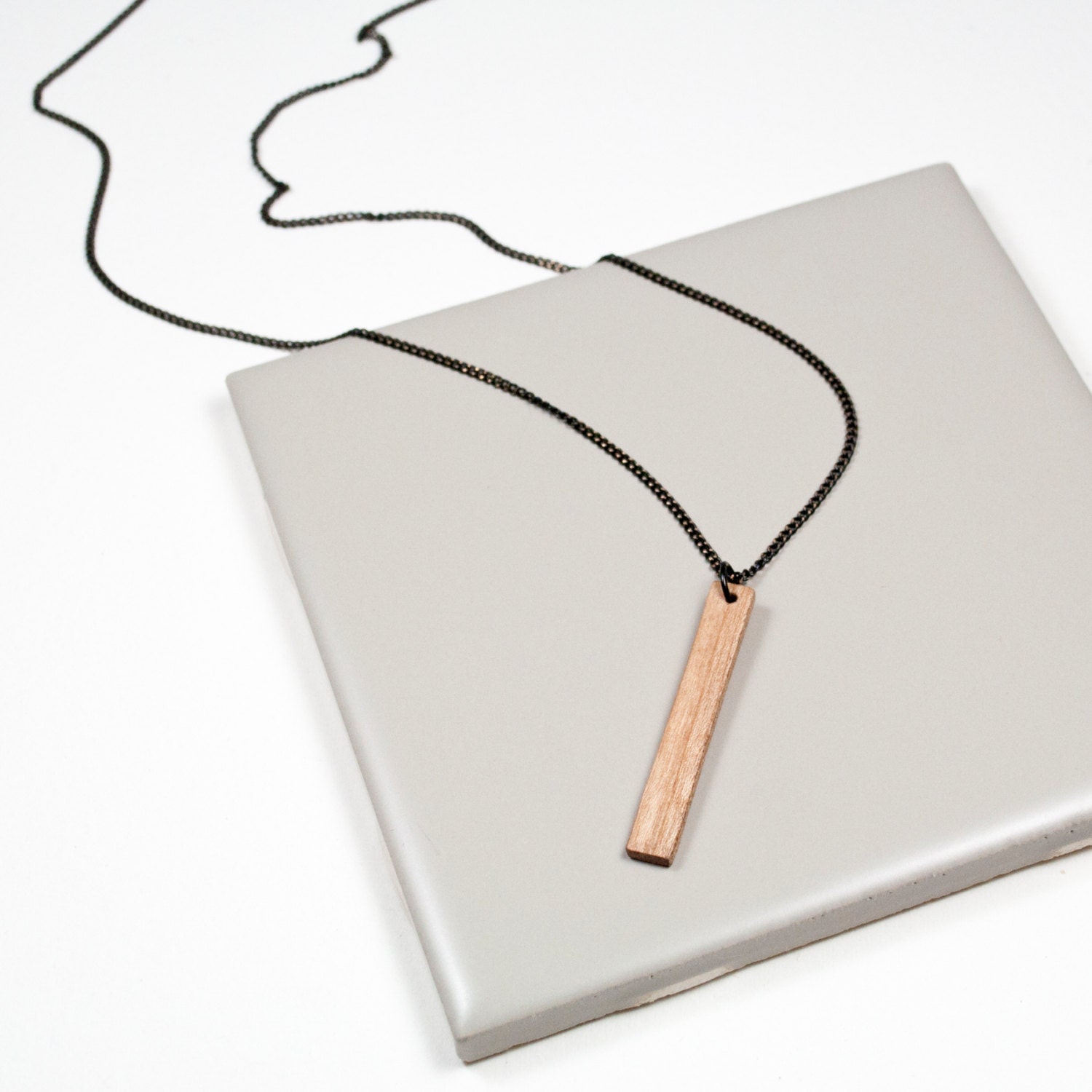 Men's Bar Necklace Wood Necklace Bar Necklace Wood Bar