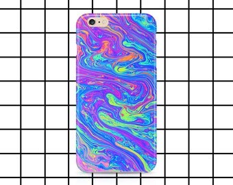 Molten rainbow iPhone 5 / 5c / 6 / 6s / 7 / SE Plus case - Holographic - Grunge - Hipster - Cyber ghetto - Cute - Tumblr - Blue - phone case