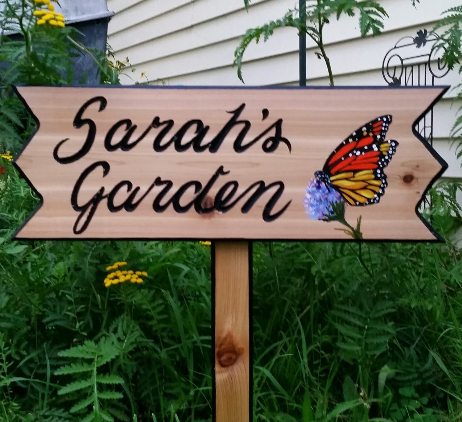 Personalized Garden Sign Custom Wood Garden Sign Butterfly