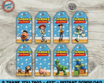 Toy Story thank you tags, Toy Story favor tags! Toy Story thank you, Toy Story party favor. 4x2" each!