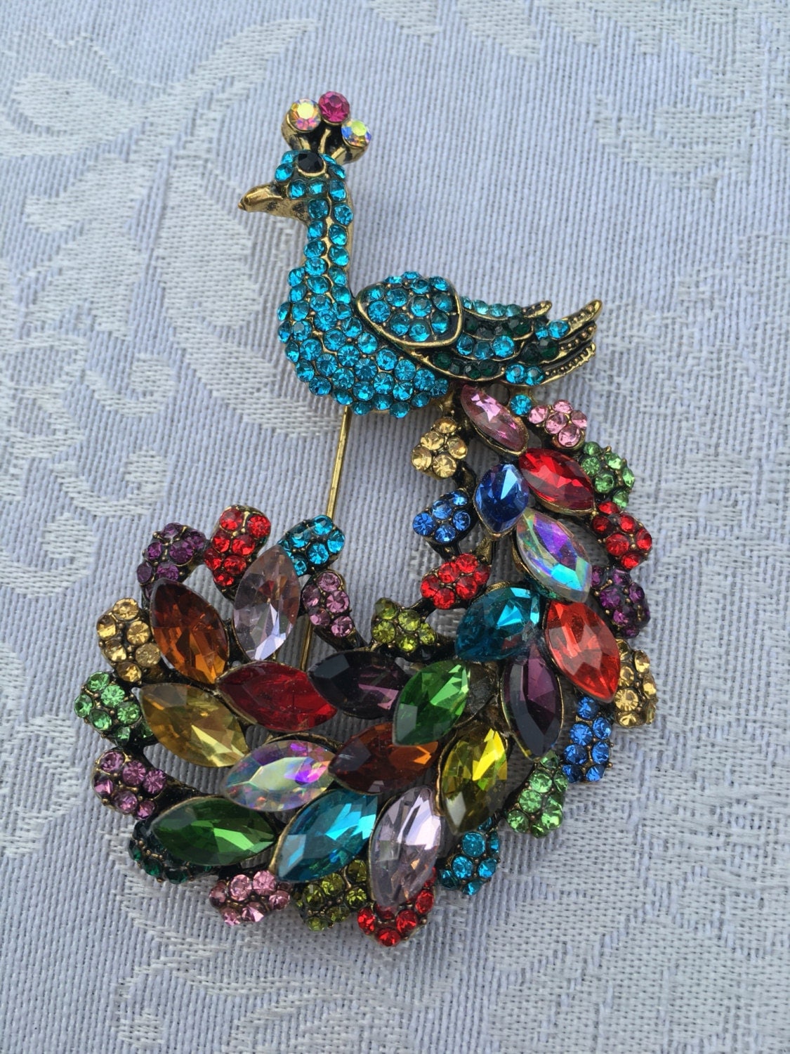 Brooch Peacock costume jewelry