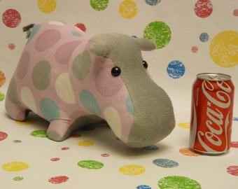 Happy Hippo; Stuffed Animal Hippo; Handmade and Costomizable