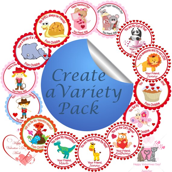 Items similar to Valentine Party Stickers Create a Variety Pack of