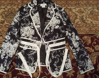 Floral Black and White Cherry Blossom Jacket