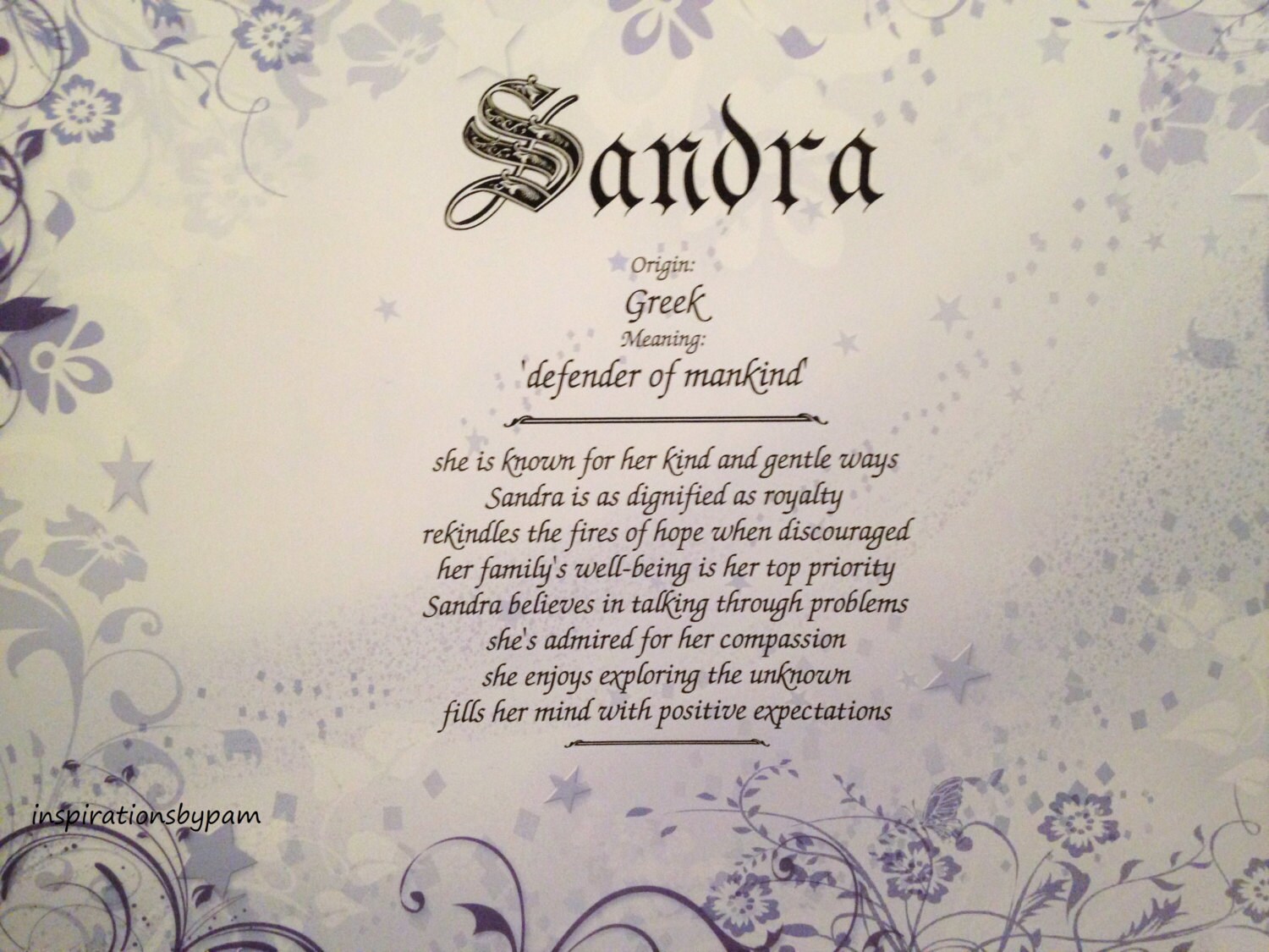 Sandra First Name Meaning Art Print Name