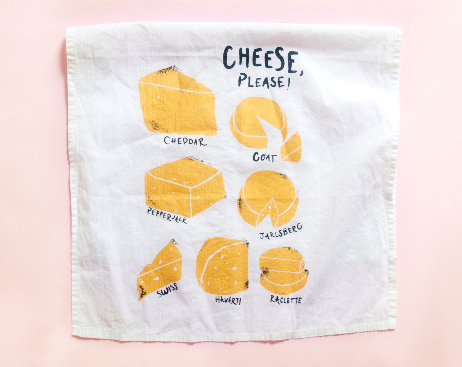 Cheese Please Silkscreened Tea Towel by freckleandfair on Etsy