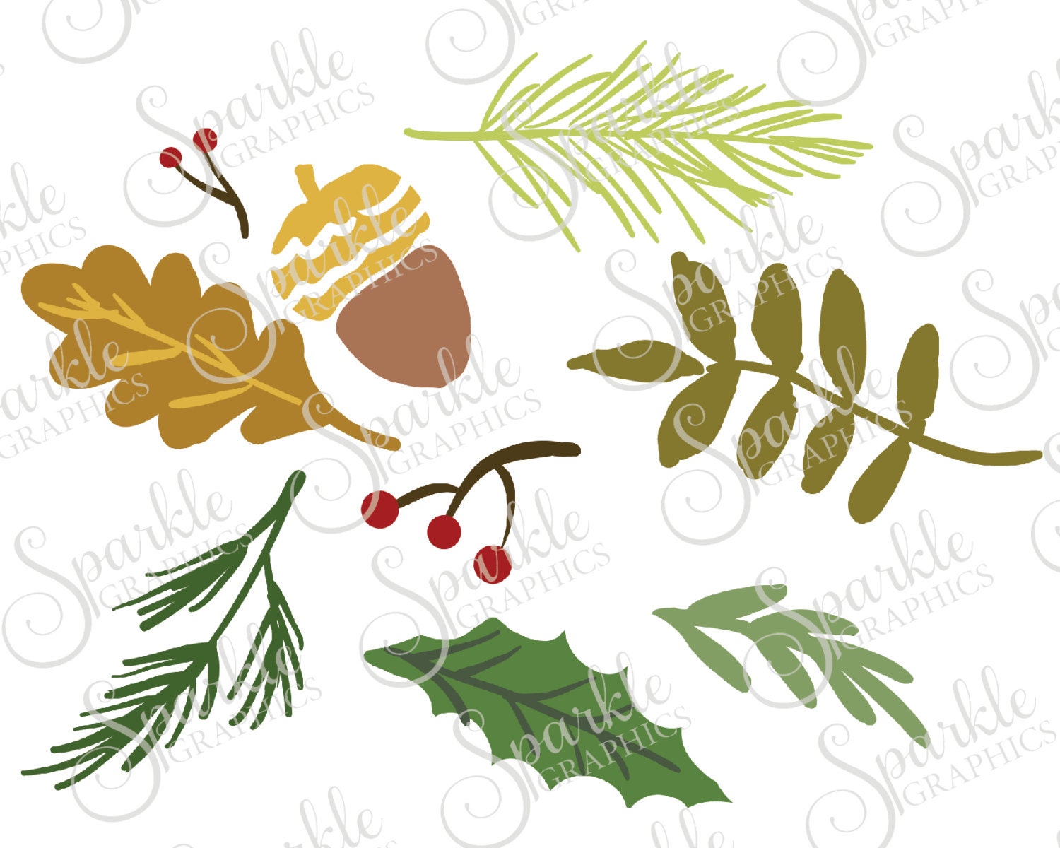 Fall Foliage Cut File Fall SVG Acorn Pine Needle Fall Leaf