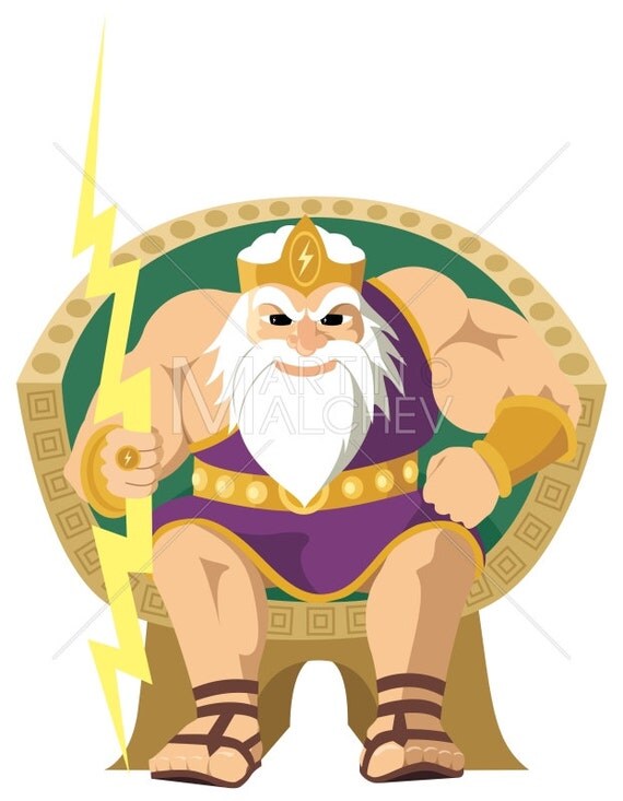 Zeus on White Vector Cartoon Illustration. Jupiter god